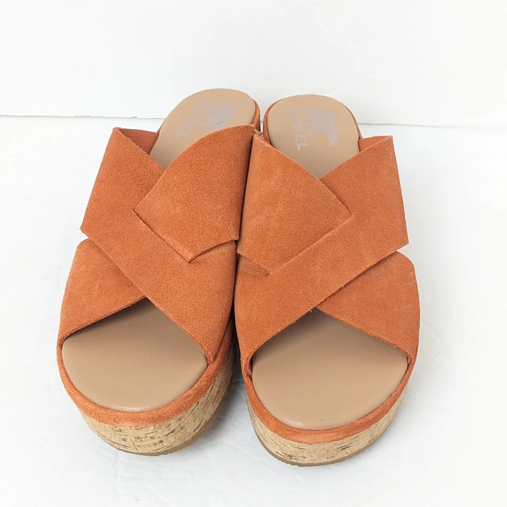 Sorel Orange Suede Cameron Sandals - Picture 6 of 16
